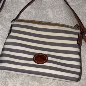 Dooney & Bourke Striped Crossbody Bag in Gray and Cream